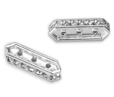 (image for) 777 19mm Crystal 3 Hole Imitation Rhodium Plated Bar PQ 6