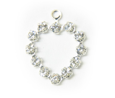 (image for) 37212 14mm Crystal 1 Ring Silver Plated Heart Pack Qty 6