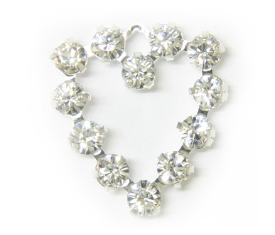 (image for) 37212 18mm Crystal 1 Ring Silver Plated Heart Pack Qty 4