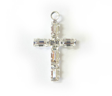 (image for) 41205 17mm Crystal Silver Plated 1 Ring Cross P/Q 2