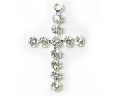 (image for) 47211 20mm Crystal Silver Plated 1 Ring Cross P/Q 4