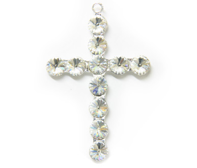 (image for) 42211 50mm Crystal Silver Plated 1 Ring Cross P/Q 1