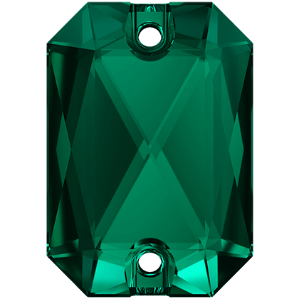(image for) 3252 14X10mm Emerald 2 Hole Sew on Pack Qty 6