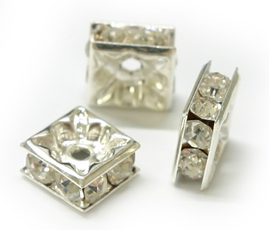 (image for) JFROS 6mm Silver Plated Crystal Square Rondelle PQ 10