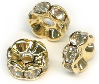 (image for) JFROG 6mm Gold Plated Crystal Rondelle PQ 10