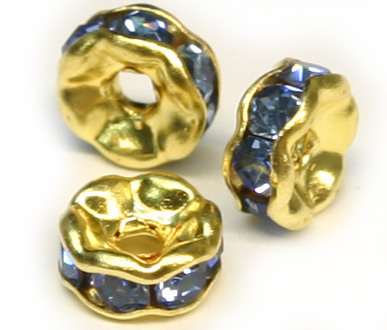 (image for) JFROG 6mm Gold Plated Light Sapphire Rondelle PQ 10