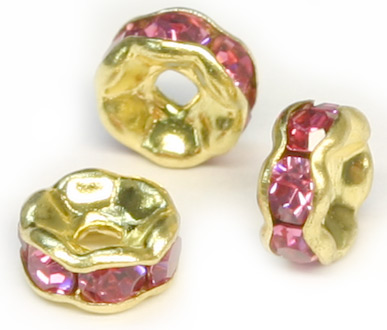 (image for) JFROG 6mm Gold Plated Rose Rondelle PQ 10