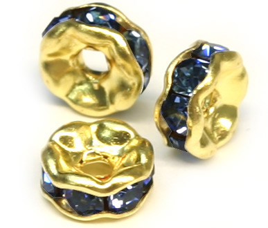 (image for) JFROG 6mm Gold Plated Montana Blue Rondelle PQ 10