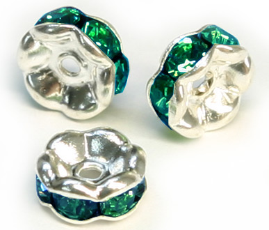 (image for) JFROS 8mm Silver Plated Emerald Rondelle PQ 10