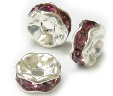 (image for) JFROS 6mm Silver Plated Light Amethyst Rondelle PQ 10
