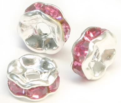 (image for) JFROS 6mm Silver Plated Light Rose Rondelle PQ 10